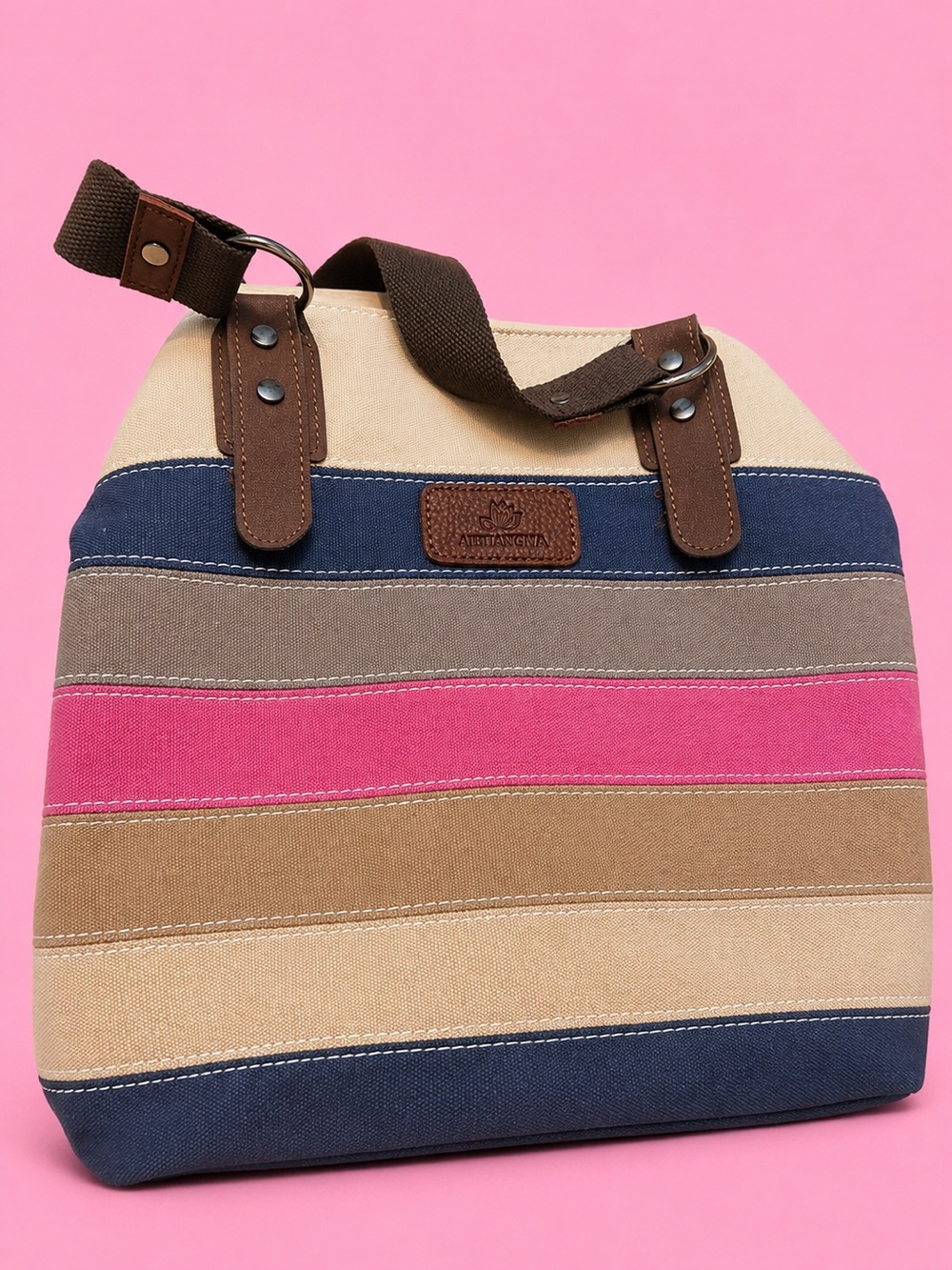 Aishangma Casual Canvas Crossbody Bag in Blue and Brown